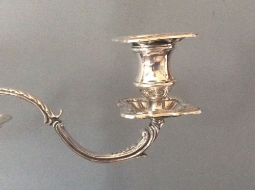 PAIR OF SOLID SILVER CANDELABRA - ADDITIONAL PHOTO 3