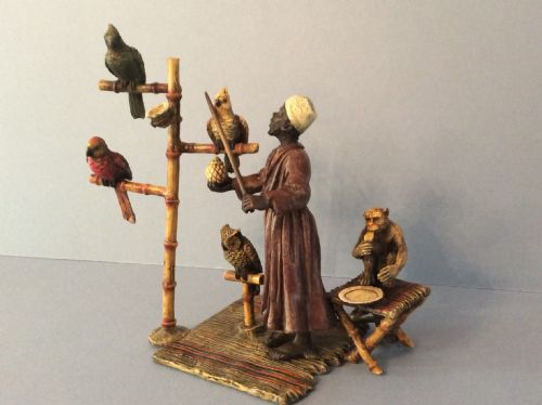 antique bergman bronze parrot trainer - CATEGORY: ANTIQUE METAL - DATED 1900