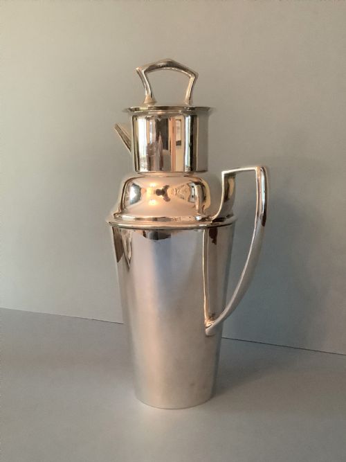 SOLID SILVER ART DECO COCKTAIL SHAKER ASPREY 1926 - ADDITIONAL PHOTO 1