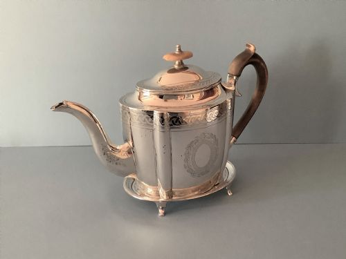 ANTIQUE GEORGIAN SILVER TEAPOT WITH STAND 1798 - ADDITIONAL PHOTO 1