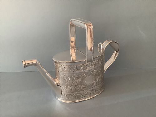 antique victorian full sized silver plated watering can - CATEGORY: ANTIQUE SILVER - DATED VICTORIAN