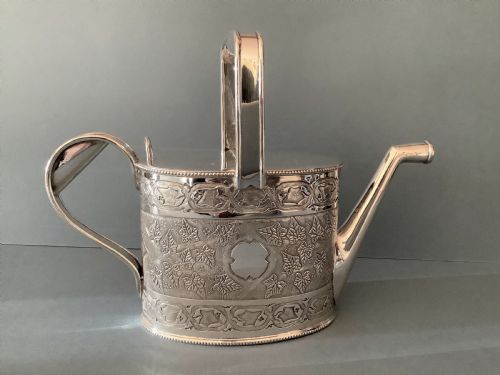 ANTIQUE VICTORIAN FULL SIZED SILVER PLATED WATERING CAN - ADDITIONAL PHOTO 1