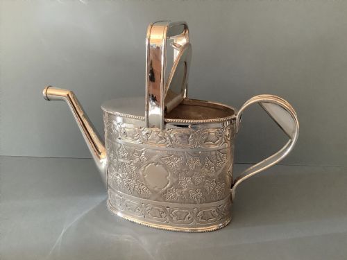 ANTIQUE VICTORIAN FULL SIZED SILVER PLATED WATERING CAN - ADDITIONAL PHOTO 4