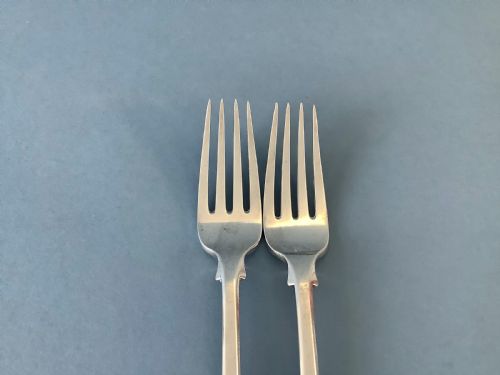 PAIR ANTIQUE STORR SILVER FORKS 1818 - ADDITIONAL PHOTO 3