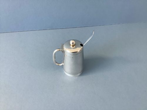 unusual antique victorian silver mustard and spoon - CATEGORY: ANTIQUE SILVER - DATED VICTORIAN