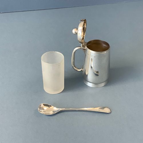 UNUSUAL ANTIQUE VICTORIAN SILVER MUSTARD AND SPOON - ADDITIONAL PHOTO 5