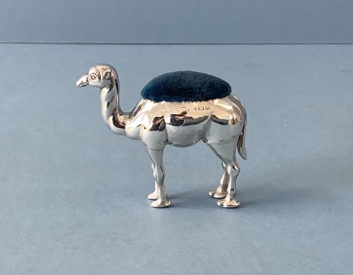 antique edwardian silver novelty camel pin cushion - CATEGORY: ANTIQUE SILVER - DATED EDWARDIAN