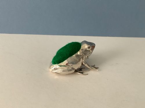 ANTIQUE SILVER FROG PIN CUSHION - ADDITIONAL PHOTO 5