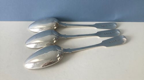 SET OF THREE ANTIQUE SILVER SERVING OR TABLE SPOONS - ADDITIONAL PHOTO 2