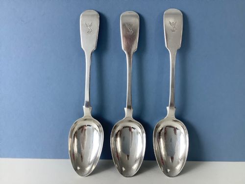 SET OF THREE ANTIQUE SILVER SERVING OR TABLE SPOONS - ADDITIONAL PHOTO 5