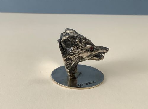 ANTIQUE SOLID SILVER MENU HOLDER FOX - ADDITIONAL PHOTO 2