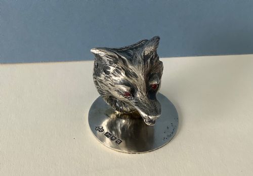 ANTIQUE SOLID SILVER MENU HOLDER FOX - ADDITIONAL PHOTO 4