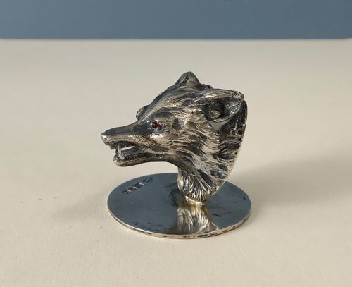 ANTIQUE SOLID SILVER MENU HOLDER FOX - ADDITIONAL PHOTO 5