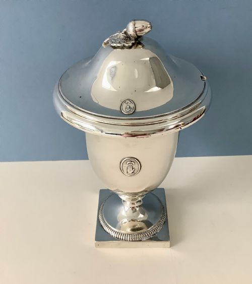 ANTIQUE SOLID SILVER LIDDED SAUCE DISH - ADDITIONAL PHOTO 2