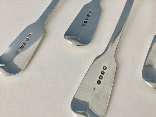 SIX SOLID SILVER TABLE SPOONS PAUL STORR - ADDITIONAL PHOTO 2