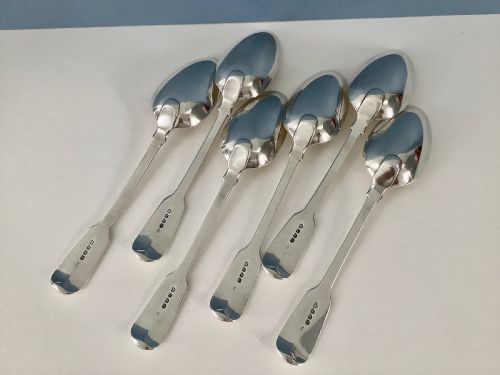 SIX SOLID SILVER TABLE SPOONS PAUL STORR - ADDITIONAL PHOTO 3