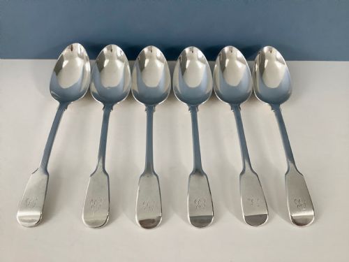 SIX SOLID SILVER TABLE SPOONS PAUL STORR - ADDITIONAL PHOTO 4
