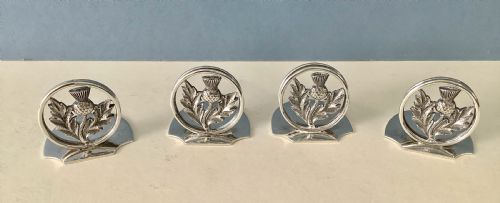 CASED SET OF ANTIQUE SILVER THISTLE MENU HOLDERS - ADDITIONAL PHOTO 5