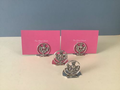 CASED SET OF ANTIQUE SILVER THISTLE MENU HOLDERS - ADDITIONAL PHOTO 6