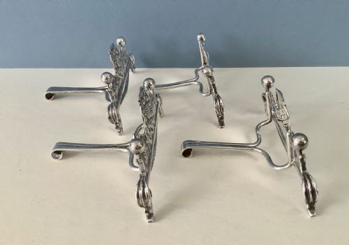 OMAR RAMSDEN SET OF 4 ANTIQUE SILVER MENU HOLDERS - ADDITIONAL PHOTO 4