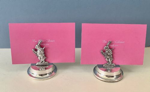 ALICE IN WONDERLAND PAIR OF ANTIQUE SILVER MENU HOLDERS - ADDITIONAL PHOTO 2