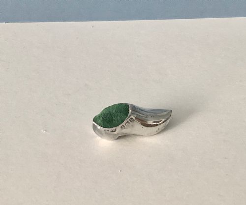antique silver miniature clog pin cushion - CATEGORY: ANTIQUE SILVER - DATED EDWARDIAN