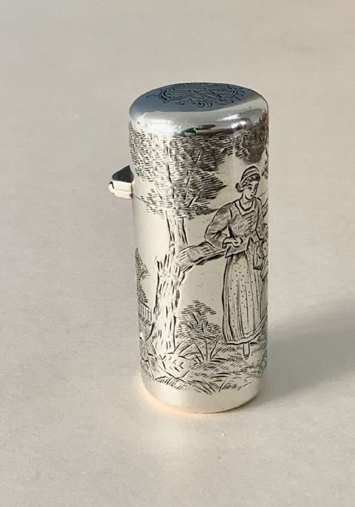 ANTIQUE SILVER PERFUME SCENT BOTTLE KATE GREENAWAY - ADDITIONAL PHOTO 3