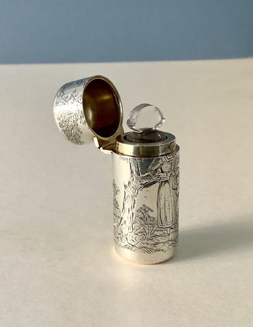ANTIQUE SILVER PERFUME SCENT BOTTLE KATE GREENAWAY - ADDITIONAL PHOTO 11