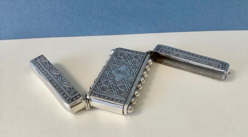 ANTIQUE VICTORIAN SILVER DOUBLE BUTT MARKER - ADDITIONAL PHOTO 3