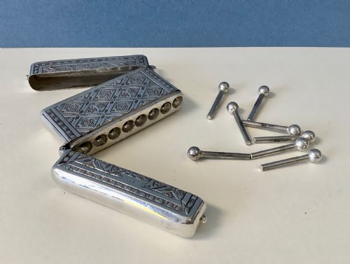 ANTIQUE VICTORIAN SILVER DOUBLE BUTT MARKER - ADDITIONAL PHOTO 6