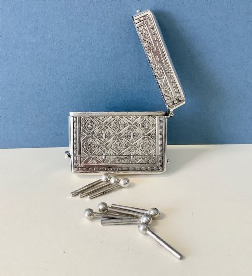 ANTIQUE VICTORIAN SILVER DOUBLE BUTT MARKER - ADDITIONAL PHOTO 7