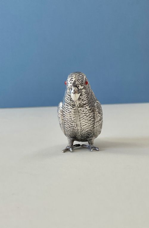 ANTIQUE NOVELTY SILVER PIN CUSHION PARROT - ADDITIONAL PHOTO 4