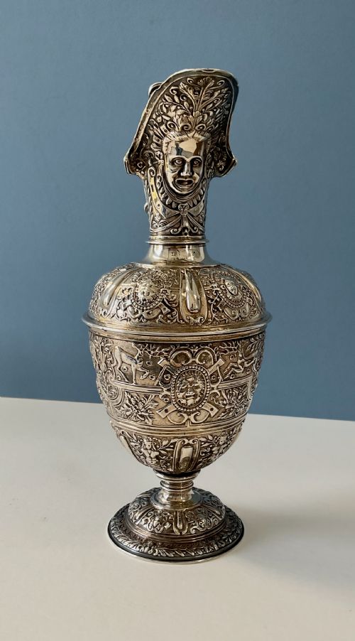 ANTIQUE SOLID SILVER CELLINI EWER JUG - ADDITIONAL PHOTO 3