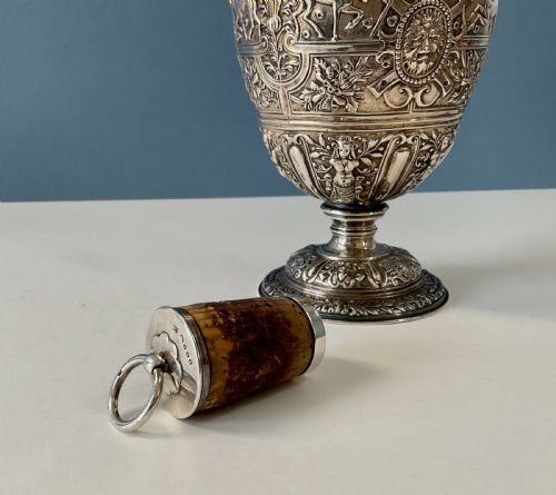 ANTIQUE SOLID SILVER CELLINI EWER JUG - ADDITIONAL PHOTO 8