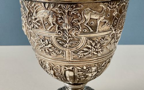 ANTIQUE SOLID SILVER CELLINI EWER JUG - ADDITIONAL PHOTO 11