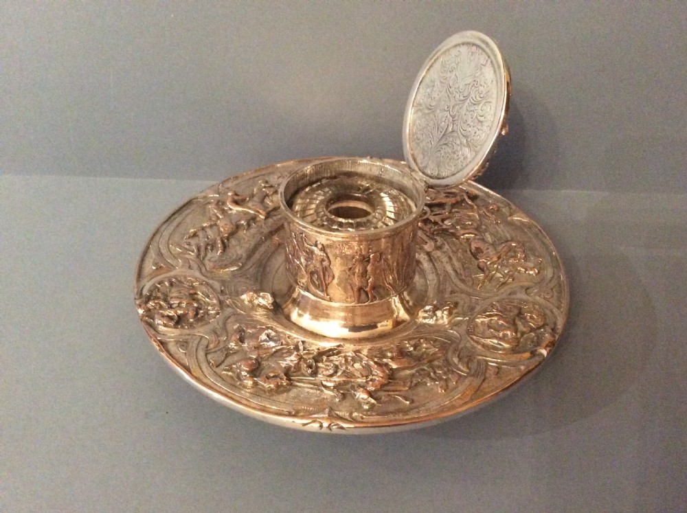 Gorgeous Victorian Silver Plated Inkwell View II