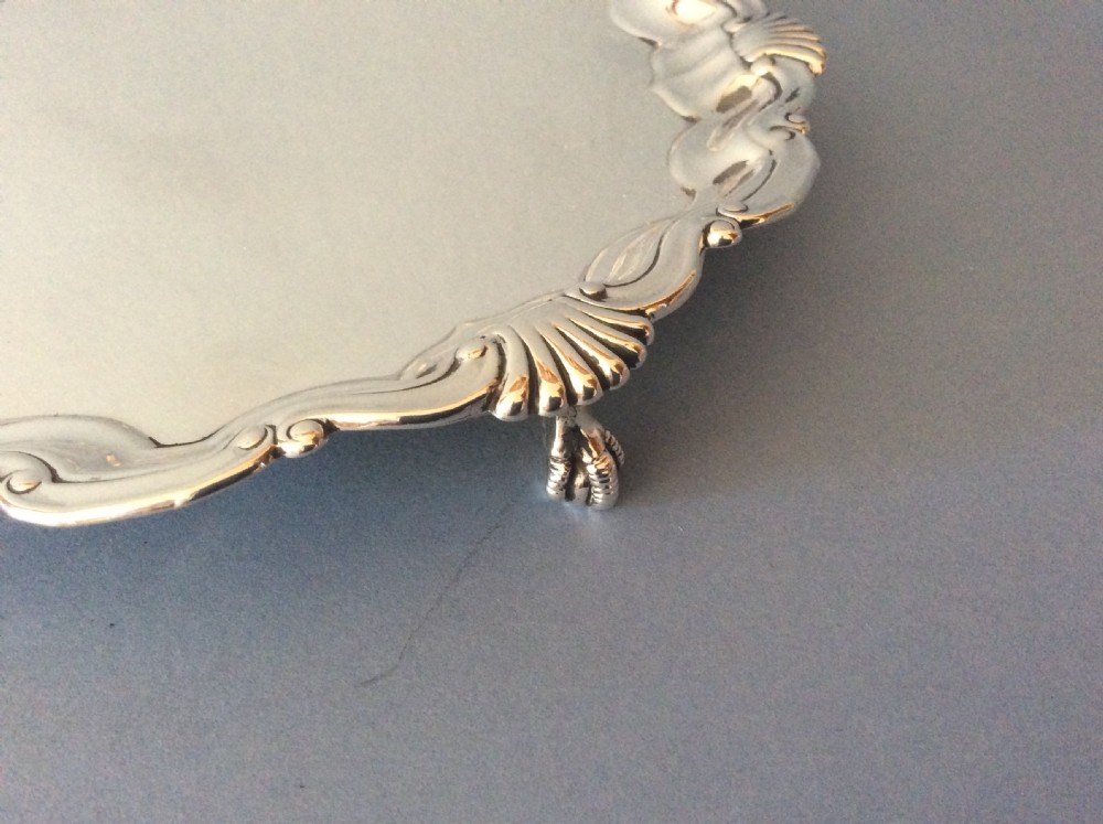 Antique Victorian Solid Silver Salver / Tray / Waiter View III