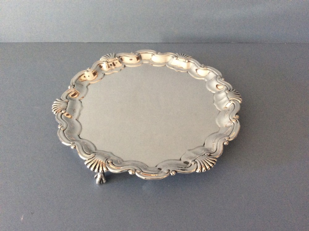 Antique Victorian Solid Silver Salver / Tray / Waiter View V