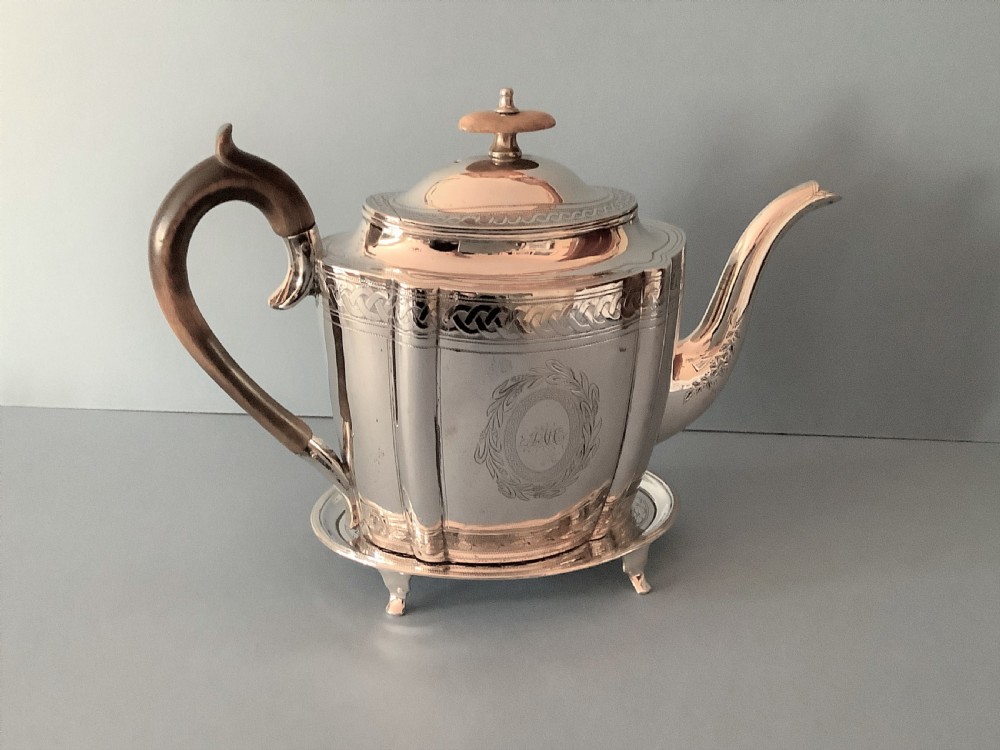 Antique Georgian Silver Teapot with Stand 1798