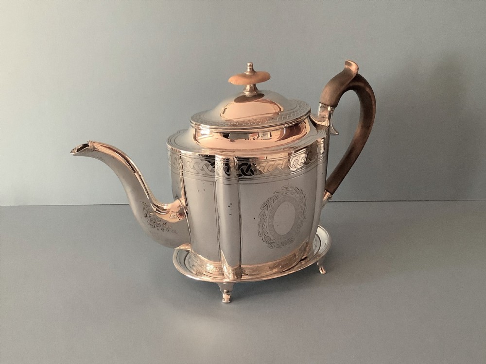 Antique Georgian Silver Teapot with Stand 1798 View II