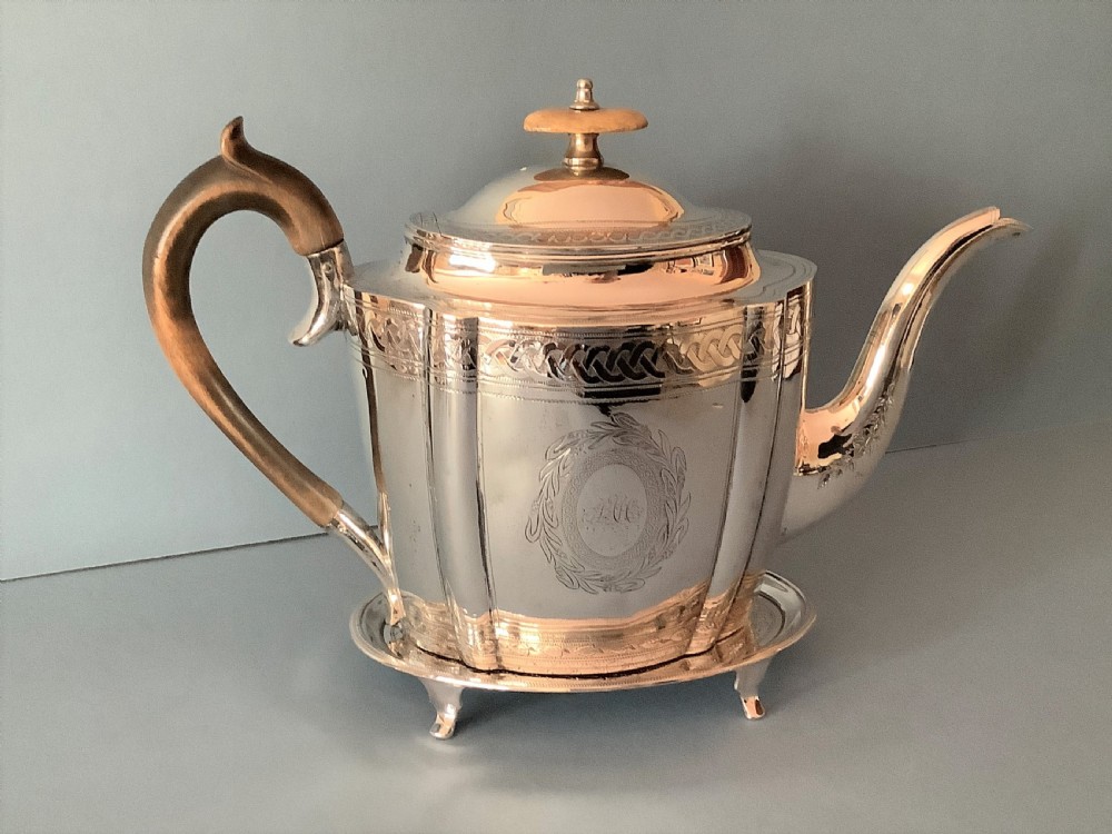 Antique Georgian Silver Teapot with Stand 1798 View X