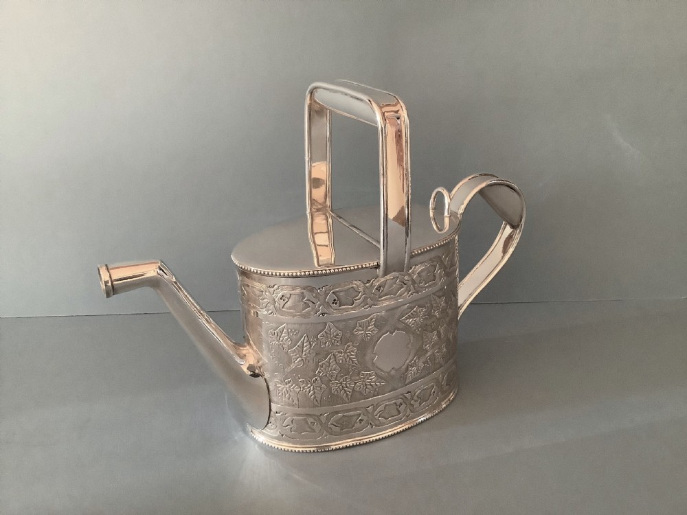 Antique Victorian Full Sized Silver Plated Watering Can