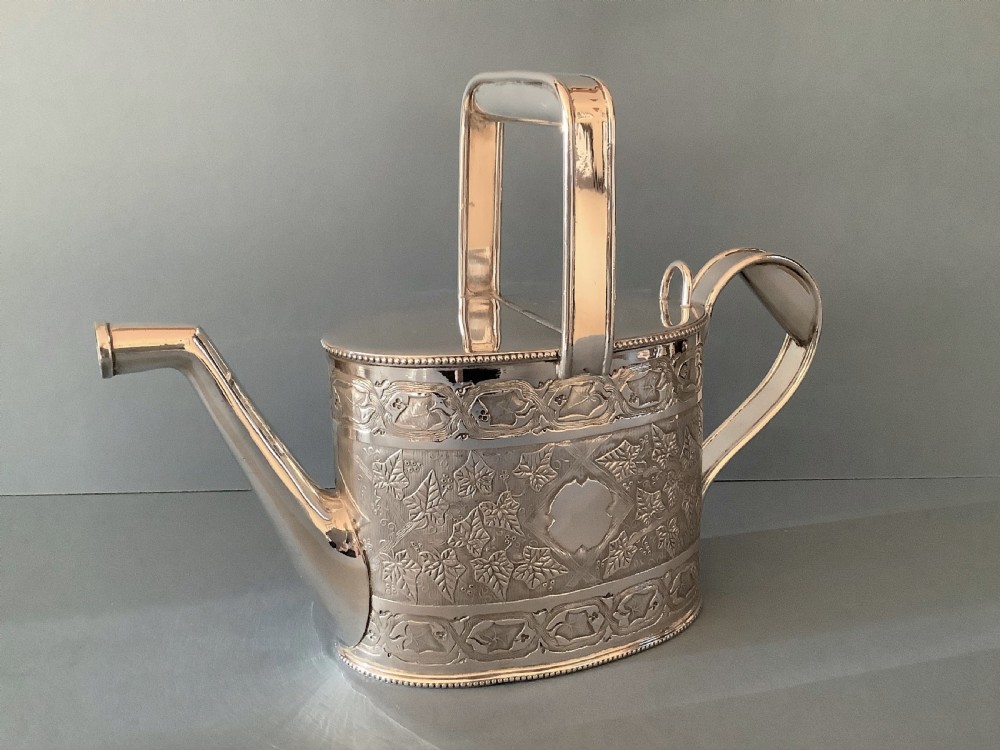 Antique Victorian Full Sized Silver Plated Watering Can View IV