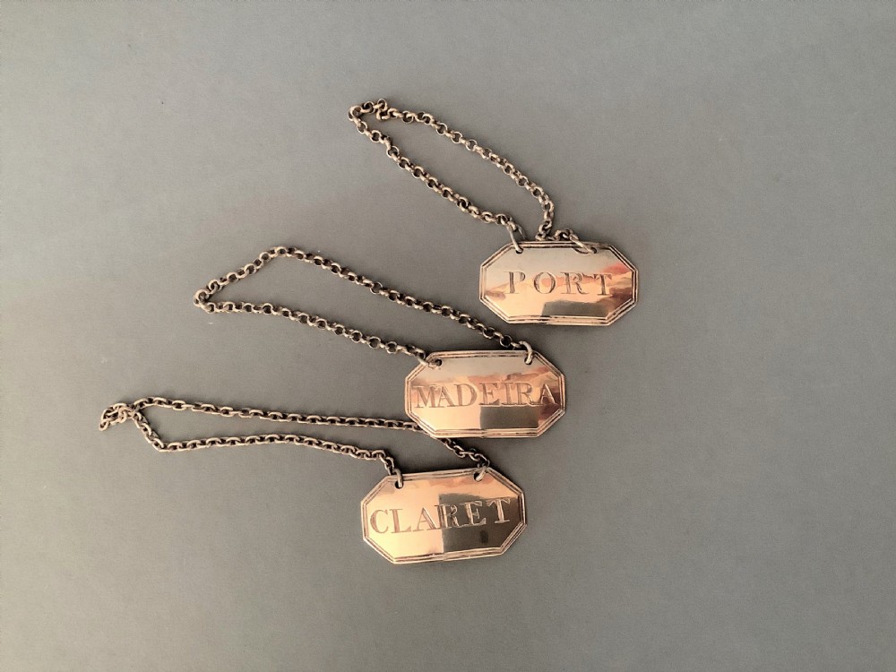 Set of 3 Antique Georgian Silver Decanter Labels