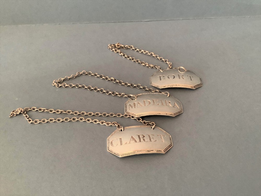 Set of 3 Antique Georgian Silver Decanter Labels View VI