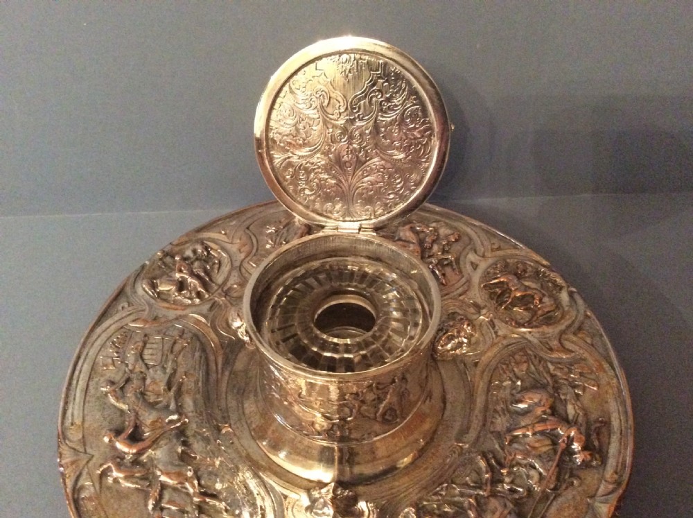 Magnificent Antique Victorian Silver Inkwell  View IX