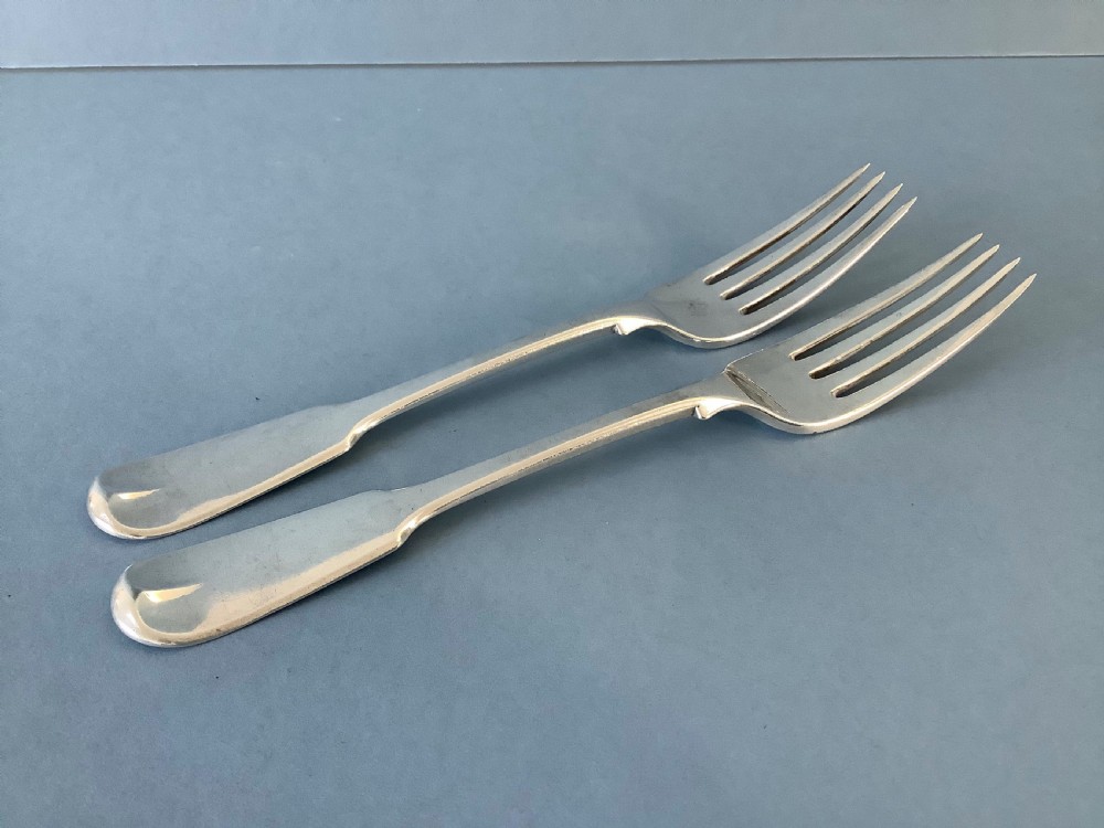 Pair Antique Storr Silver Forks 1818