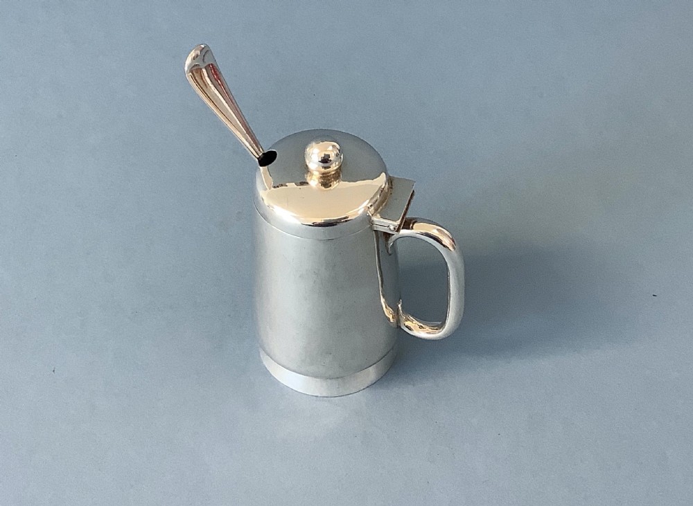 Unusual Antique Victorian Silver Mustard and Spoon View II