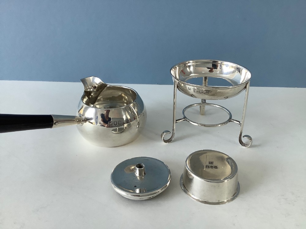 Antique Solid Victorian Silver Brandy Warmer and Stand View III