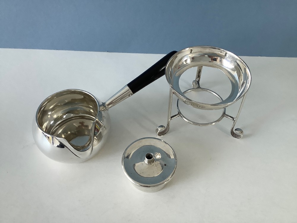 Antique Solid Victorian Silver Brandy Warmer and Stand View IV